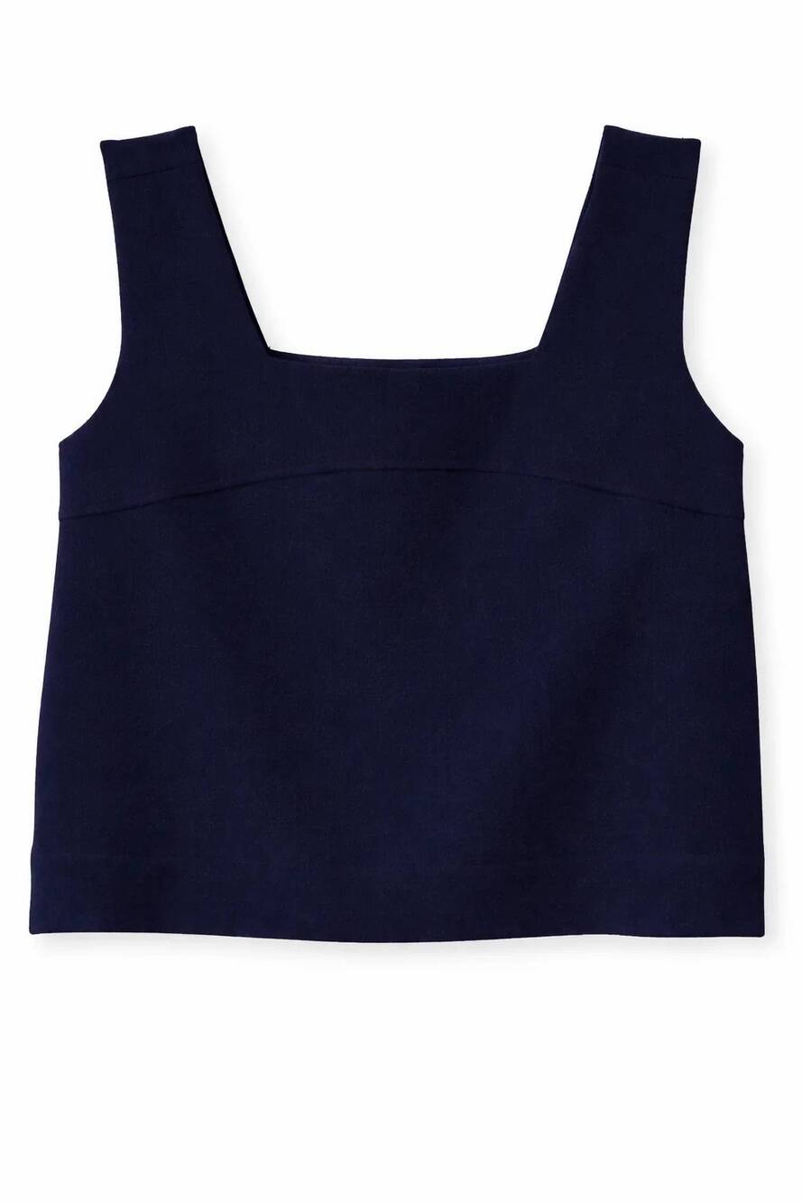 NEW CARTOLINA NANTUCKET women's james square neck tank top in navy